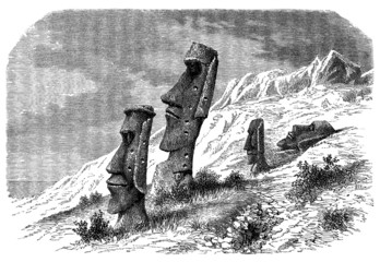 Moai Statues - Easter Island - 19th century
