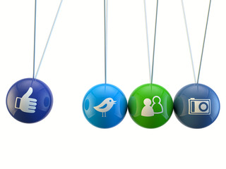 social media newton cradle