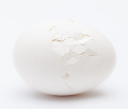 Cracked white egg