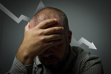 Man in thoughts. Recession