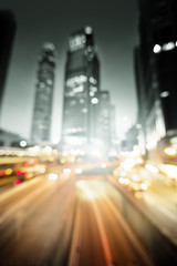 Obraz premium blured Night lights of the Hong Kong out of focus