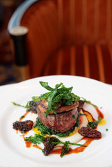 Tenderloin steak with morel mushrooms and foie gras