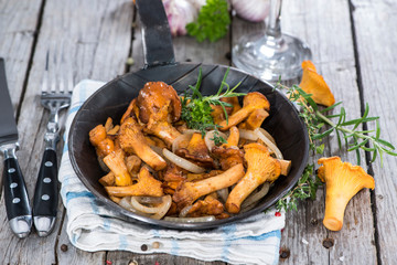 Portion of fried Chanterelles