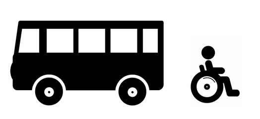 Personne handicapée en fauteuil roulant à coté d'un bus © Atlantis