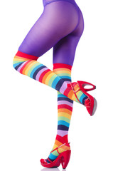 Colourful striped stockings isolated on white