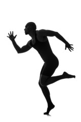 silhouette of male dancer isolated on white