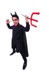 Man in devil costume in halloween concept