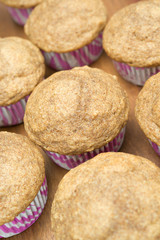 muffins of whole-grain flour, selective focus