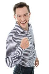 Fotobehang Erfolgreicher Kaufmann mit Hemd - lachend und isoliert © Jeanette Dietl