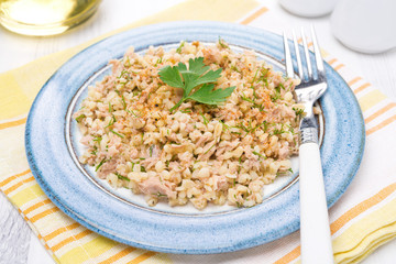salad with bulgur, tuna and herbs