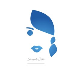 Abstract blue woman face vector logo