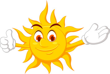 Cute Smiling sun showing thumb up