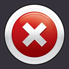 No button. Cancel icon. Red round sticker.