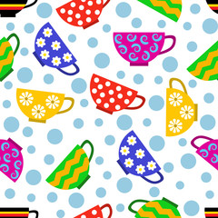 seamless pattern with colorful cups