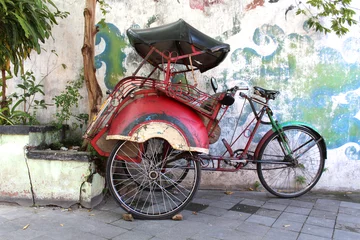 Wandcirkels aluminium Indonésie - Rickshaw,  © Brad Pict