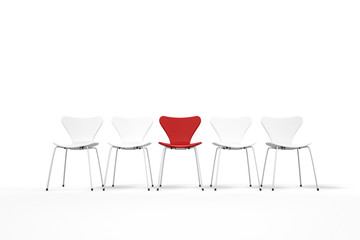 Unique concept with red and white chairs