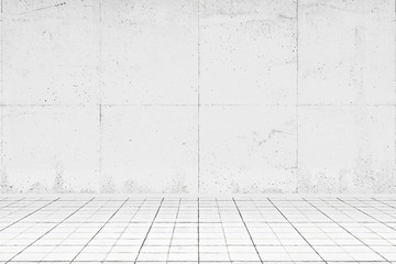 Empty white room with tiled floor
