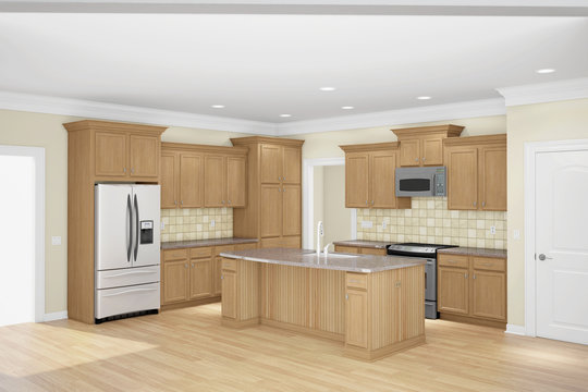 Kitchen interior wide angle