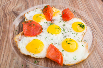 Fried quail eggs