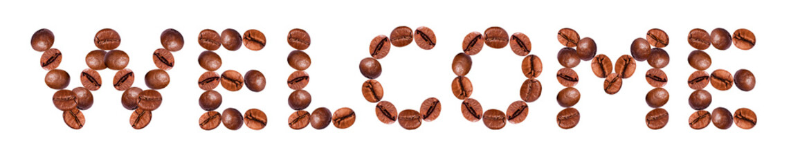  word WELCOME from coffee beans