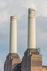 Chimneys of abandoned Battersea power station, London, UK