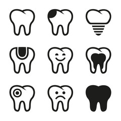 Tooth vector icons set
