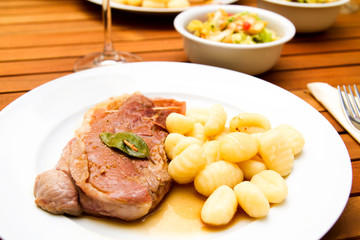 Saltimbocca alla romana with Gnocchi