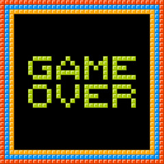 Game Over Message Written in Pixel Blocks