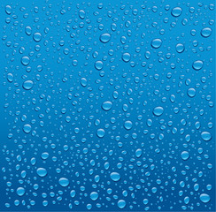 water drops on blue background