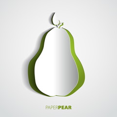 Vector green paper pear card design