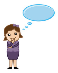 Woman Thinking - Thought Bubble - Business Cartoons Vectors