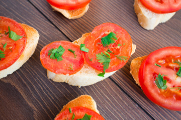 Delicious tomato bruschetta with herbs