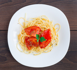 Spaghetti on a plate