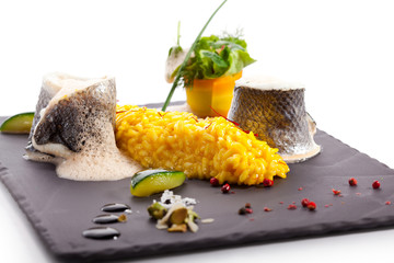 Seabass with Peas