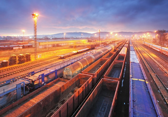 Obraz na płótnie Canvas Freight Station with trains