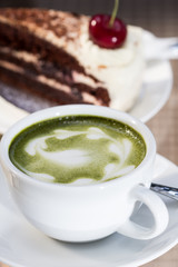 Green tea and Cheesecake