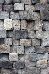 Stacked stone wall in Borobudur (java)