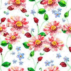 floral seamless texture of watercolor
