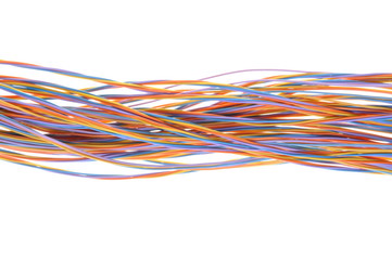 Colorful cable of telecommunication network isolated on white