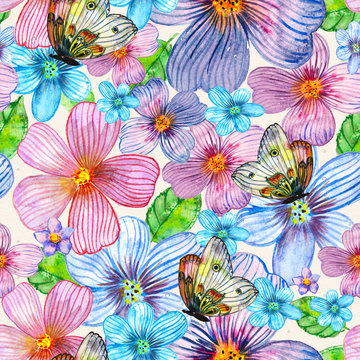 floral seamless texture of watercolor