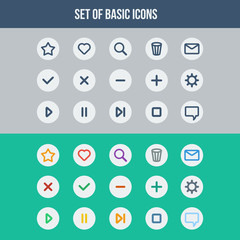Flat UI design elements - set of basic web icons