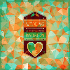 Wedding invitation card in retro style.