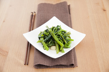 Stir Fried Vegetables on a White Plate