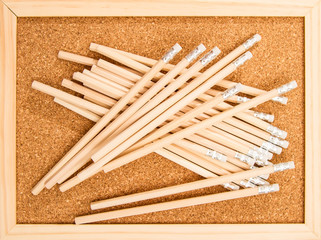 Bunch of wooden pencils.