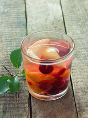 Glass of fruit compote