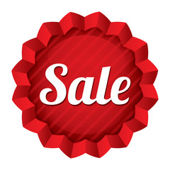 Sale price tag. Red round star sticker.