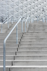 Stairway leading to a modern stadium