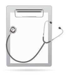 clipboard with stethoscope icon 3d