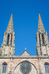 Katholische Stadtkirche in Obernai, Elsass, Frankreich