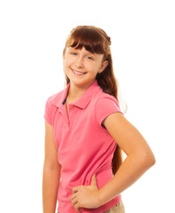 Fototapeta premium Happy girl on white